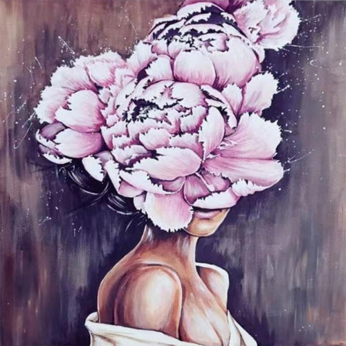 Canvas Kadının Adı Huzur 1 Sayılarla Boyama Seti Kasnaklı 60 x 75 cm