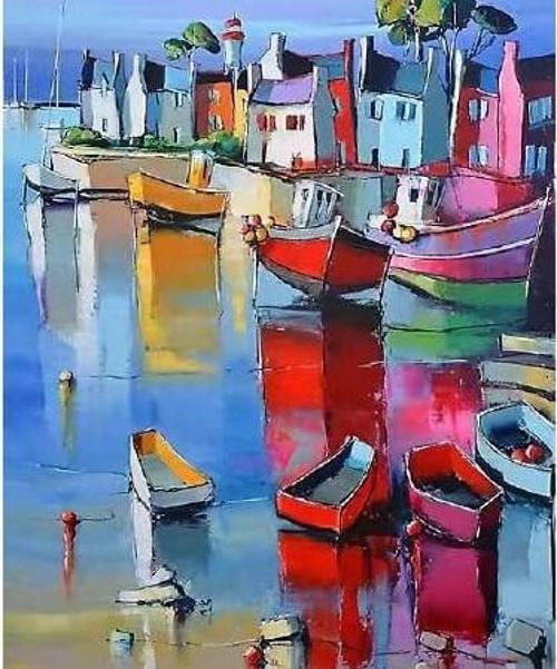 Canvas Konuşan Kayıklar Sayılarla Boyama Seti  Kasnaklı 70 x 90 cm