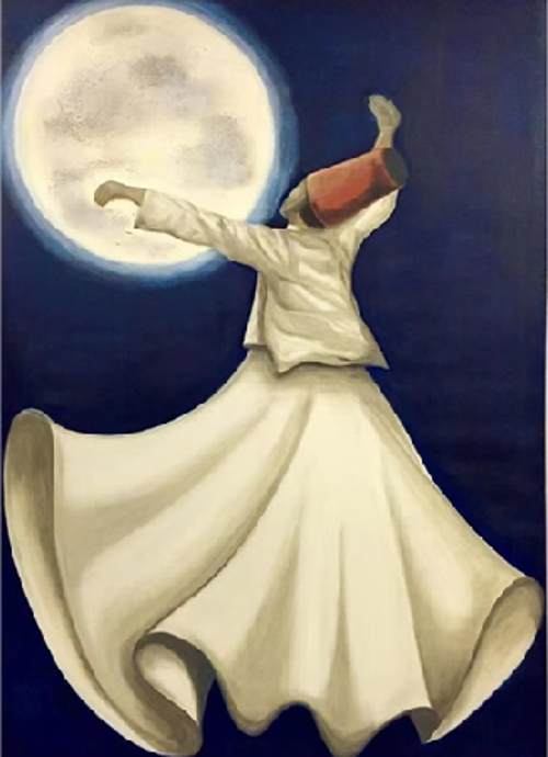 Canvas Mevlana 5 Sayılarla Boyama Seti  Kasnaklı 70 x 90 cm