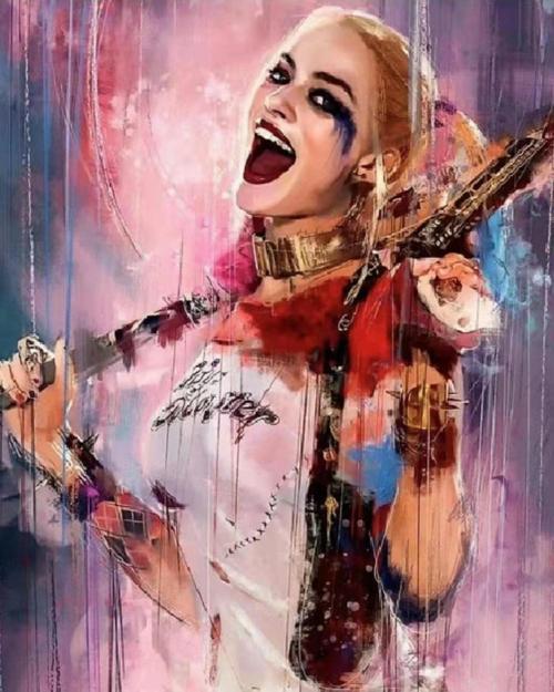 Canvas Neşeli Harleyquinn Sayılarla Boyama Seti   Kasnaklı 50 x 65 cm
