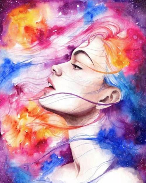 Canvas Özgürleşmiş Kadın Sayılarla Boyama Seti Kasnaklı 60 x 75 cm