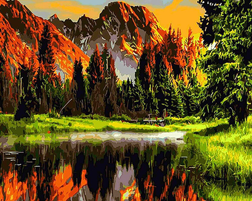 Canvas Cennet Ormanı Sayılarla Boyama Seti Kasnaklı 100 x 140 cm