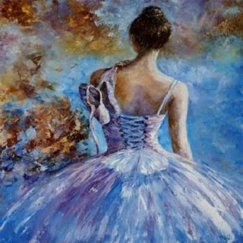 Canvas Balerinin Gidişi Sayılarla Boyama Seti   Kasnaklı 60 x 75 cm
