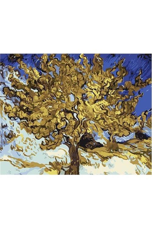 Canvas Van Gogh Ağaç Sayılarla Boyama Seti   Kasnaklı 100 x 140 cm