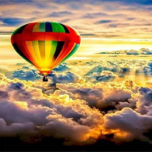 Canvas Gökyüzünde Balon Sayılarla Boyama Seti Kasnaklı 70 x 90 cm