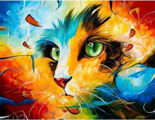 Canvas Kedi Portre 2 Sayılarla Boyama Seti   Kasnaklı 40 x 50 cm
