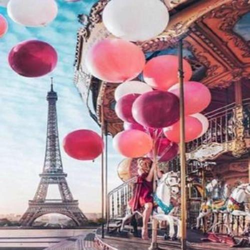 Canvas Eyfelde Lunapark Sayılarla Boyama Seti   Kasnaklı 90 x 110 cm