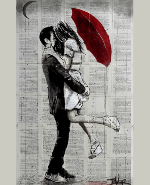 Canvas Romantik Şemsiye Anısı 2 Sayılarla Boyama Seti  Kasnaklı 40 x 50 cm