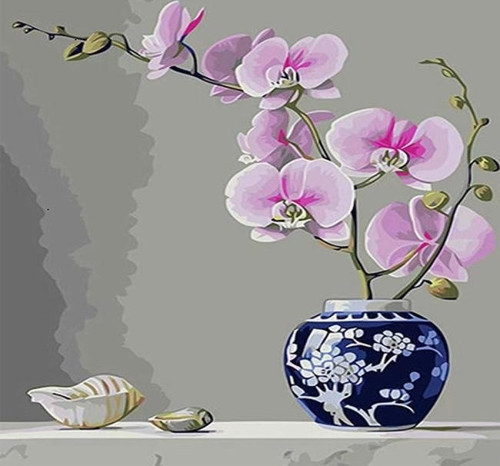 Canvas Masadaki Vazo Naturel Sayılarla Boyama Seti Kasnaklı 100 x 140 cm