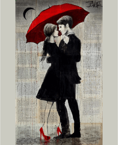 Canvas Romantik Şemsiye Anısı 3 Sayılarla Boyama Seti Kasnaklı 70 x 90 cm