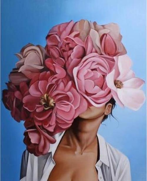 Canvas Çiçek Kadın 34 Sayılarla Boyama Seti  Kasnaklı 70 x 90 cm