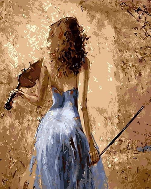Canvas Kızıl Kemancı Sayılarla Boyama Seti   Kasnaklı 50 x 65 cm