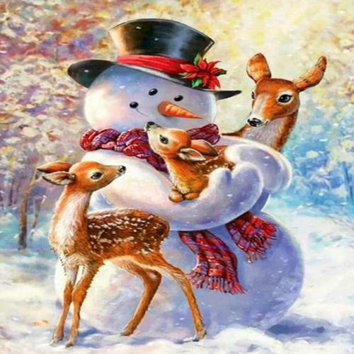 Canvas Kardanadam Ve Yavru Ceylanlar Sayılarla Boyama Seti   Kasnaklı 70 x 90 cm