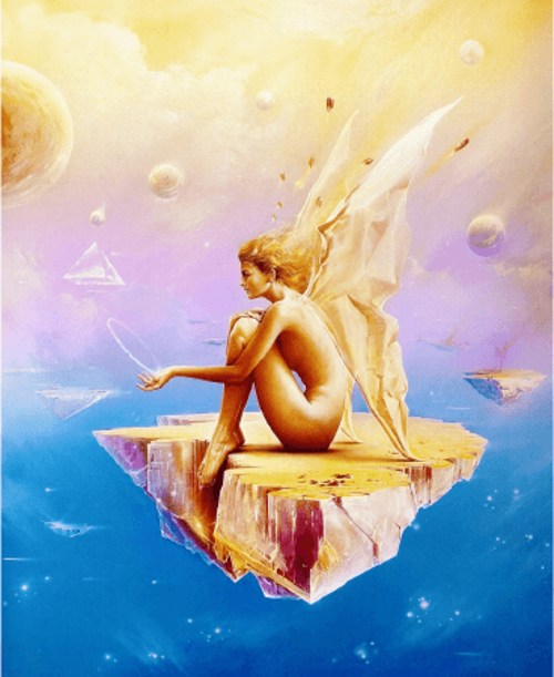 Canvas Yukarıdaki Melek Sayılarla Boyama Seti  Kasnaklı 90 x 110 cm