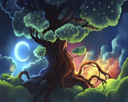 Canvas Ağaçtaki Enerji Sayılarla Boyama Seti Kasnaklı 70 x 90 cm