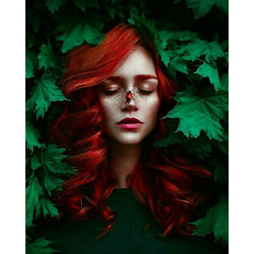 Canvas Yaprak Güzeli Sayılarla Boyama Seti  Kasnaklı 70 x 90 cm