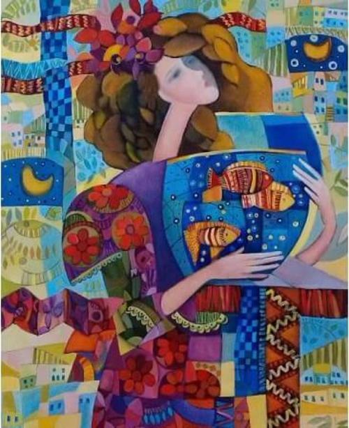 Canvas Kadınların İç Dünyası Sayılarla Boyama Seti  Kasnaklı 90 x 110 cm