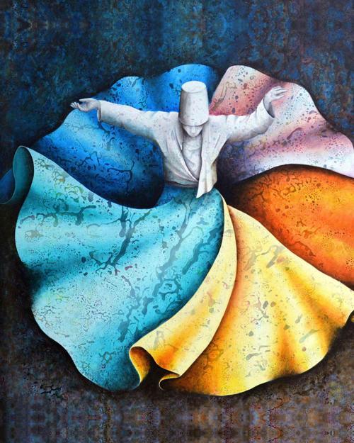 Canvas Özden Öze Mevlana Sayılarla Boyama Seti Kasnaklı 40 x 50 cm
