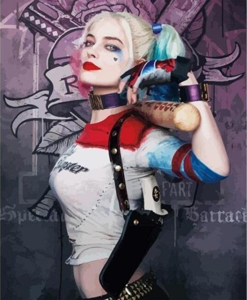 Canvas Harley Quinn 2 Sayılarla Boyama Seti  Kasnaklı 50 x 65 cm