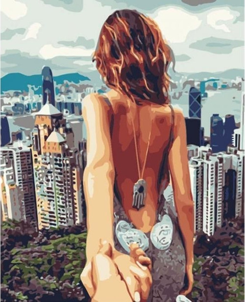 Canvas Hong Kongta Aşk Sayılarla Boyama Seti Kasnaklı 100 x 140 cm