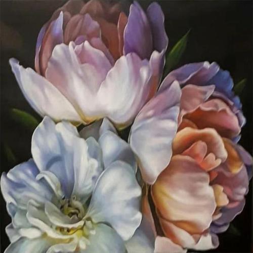 Canvas Şakayık Kıvrımları Sayılarla Boyama Seti   Kasnaklı 50 x 65 cm