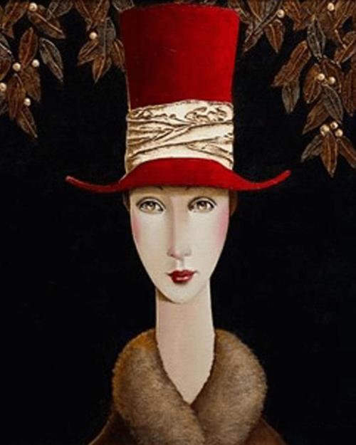 Canvas Kırmızı Şapkalı Kadın Sayılarla Boyama Seti Kasnaklı 100 x 140 cm