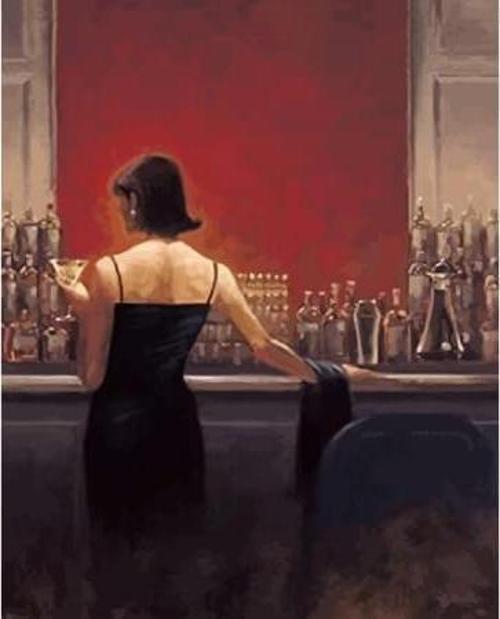 Canvas Bardaki Kadın Sayılarla Boyama Seti  Kasnaklı 100 x 140 cm