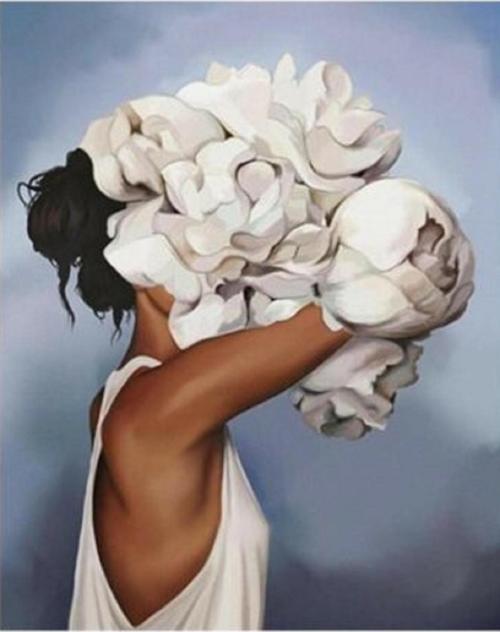 Canvas Çiçeklenmek 4 Sayılarla Boyama Seti   Kasnaklı 70 x 90 cm