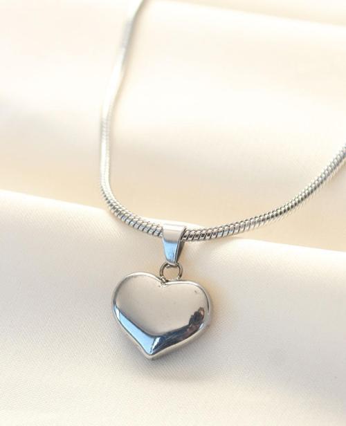 316L Çelik Gümüş Renk Kalp Kolye