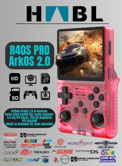 Retro Arcade R40S Pro Arkos 2.0 30.000 Oyunlu El Konsolu 256 Gb
