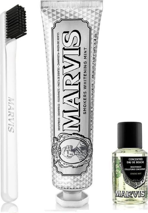 Smokers Whitening Mint Diş Macunu 85 ml + Yumuşak Diş Fırçası + Konsantre Ağız Gargarası 30 ml