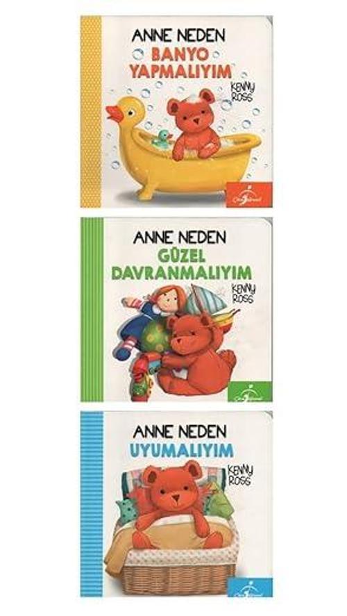 Çocuk Gezegeni 0-3 Yaş İçin Anne Neden Uymalıyım-Anne Neden Banyo Yapmalıyım-Anne Neden Güzel Davranmalıyım Karton Kitaplar