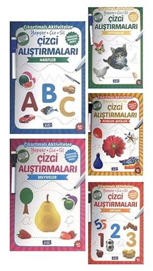 Parıltı Yayınları 4+ Yaş Çocuklar İçin Aktivite Ve Etkinlik Kitapları-Çıkartmalı-5 Adet Yaz Sil Kalemi İle Birlikte