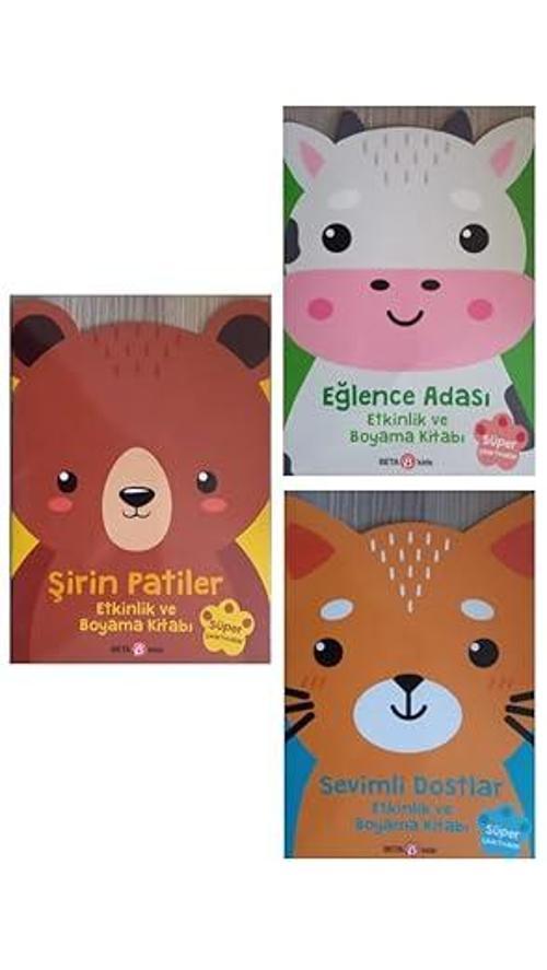 Beta Kids Şirin Patiler,Sevimli Dostlar,Eğlence Adası Aktivite Ve Etkinlik Kitapları-3 Kitap