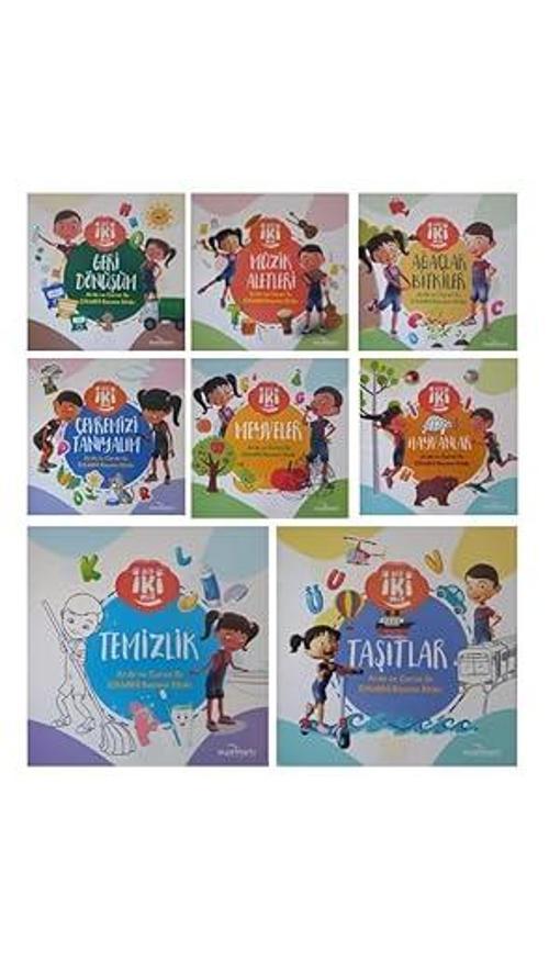 Burhan Yayınları Okul Öncesi Çocuklar İçin Etkinlikli Boyama Kitapları 8 Kitap-Arda Ve Ceren