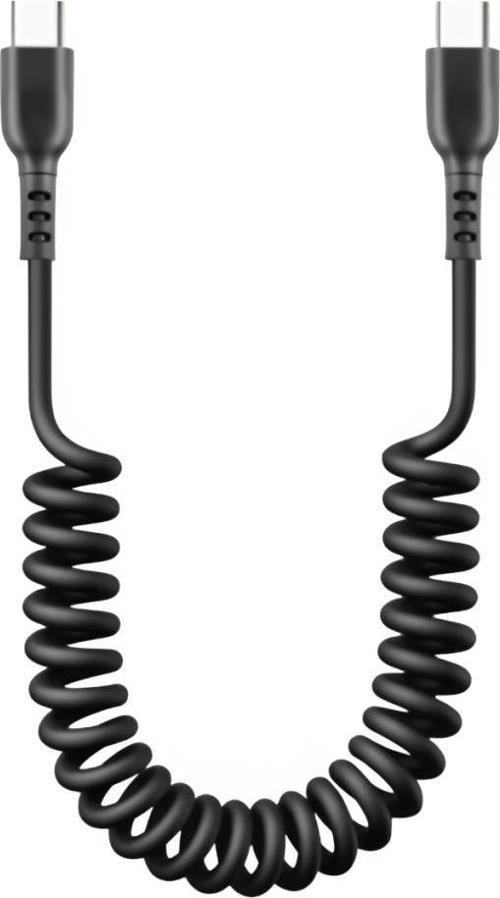 3A 60W Spiral Type C to Type C Şarj ve Data Kablosu,1-1,5 Metre Kısayıp Uzayabilen Elastik Kablo