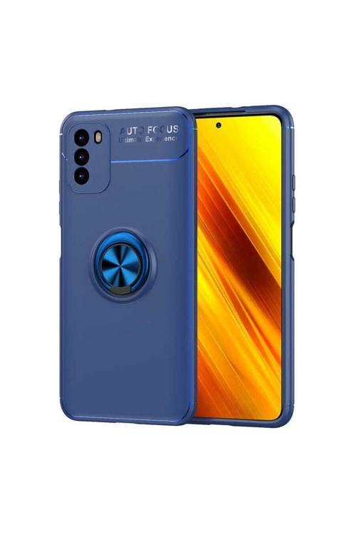 Xiaomi Poco M3 Uyumlu Cep Telefonu Için Dönebilen Yüzüklü Standlı Silikon Ravel Kapak
