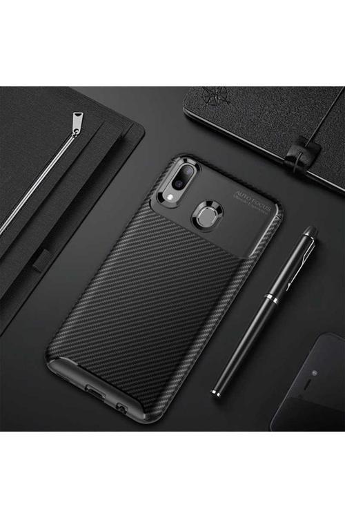 Samsung Galaxy M20 Cep Telefonu Için Kılıf Karbon Tasarım Negro Kapak