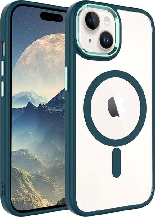 İphone 15 Uyumlu Kılıf Wireless Kablosuz Şarj Özellikli Krom Magsafe Silikon Kapak