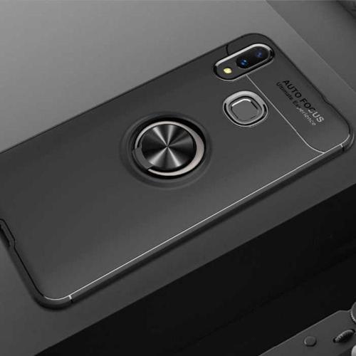 Samsung Galaxy M20 Uyumlu Cep Telefonu Için Dönebilen Yüzüklü Standlı Silikon Ravel Kapak