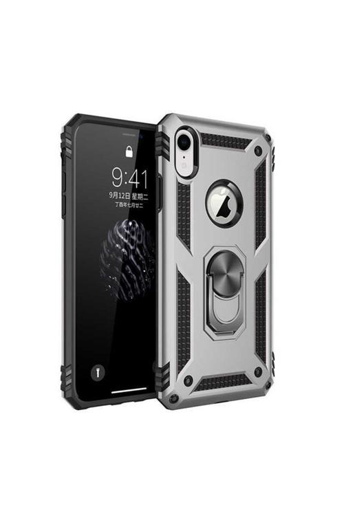 Apple Iphone Xr Kılıf Ultra Koruma Darbe Emici Tank Sağlam Çok Saglam Silikon Kapak-Gri