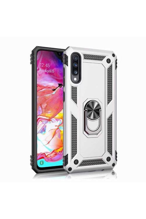 Samsung Galaxy A70 Kılıf Ultra Koruma Darbe Emici Tank Sağlam Çok Saglam Silikon Kapak-Gri