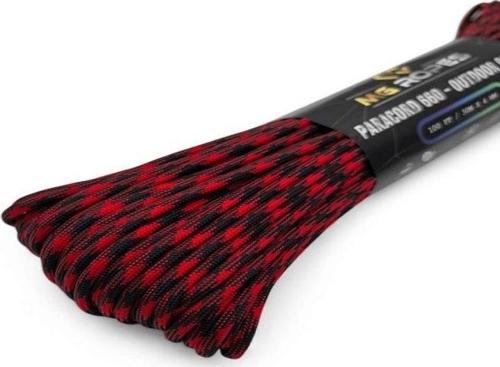 Polyester Paracord İp 660 Lb 4 mm Kırmızı Siyah 30 Metre