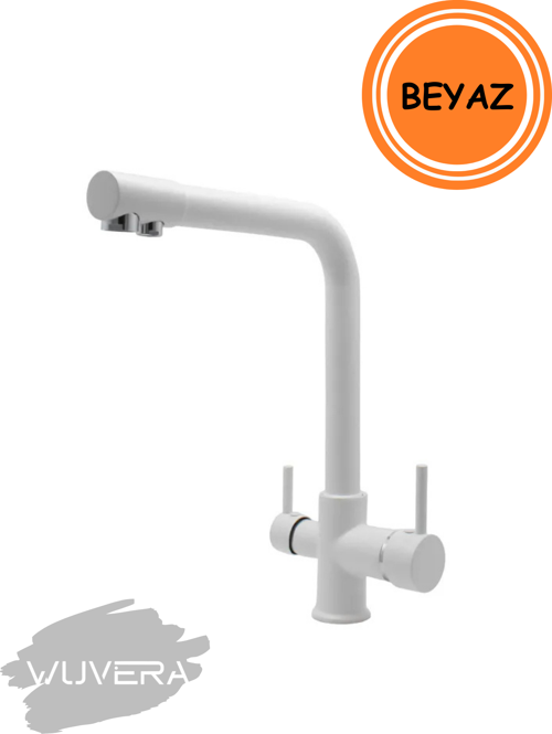 Beyaz 3 Yollu Arıtmalı Mutfak Eviye Bataryası – Sağlık, Şıklık ve Pratiklik Bir Arada!