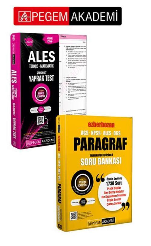 PEGEM AKADEMİ 2025 ALES Türkçe-Matematik Çek Kopart Yaprak Test + AGS-KPSS-ALES-DGS Ezberbozan Parag