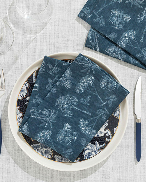 Toile Plants 2'Li Misafir Peçetesi Koyu Lacivert