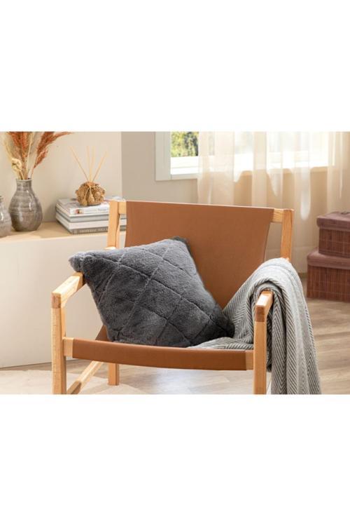 Soft Touch Rabbit Peluş Kırlent Kılıfı 45X45 Cm Antrasit