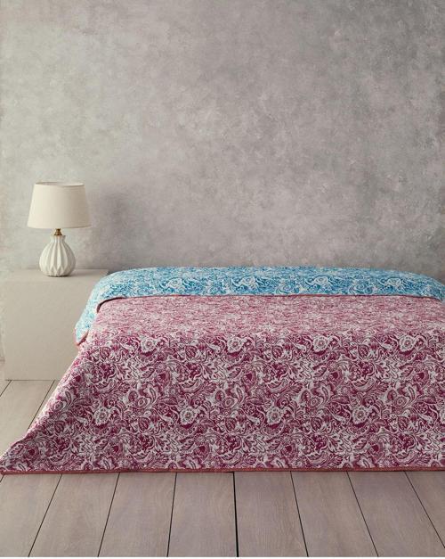 Folk Art Tek Kişilik Çok Amaçlı Örtü Koyu Pembe