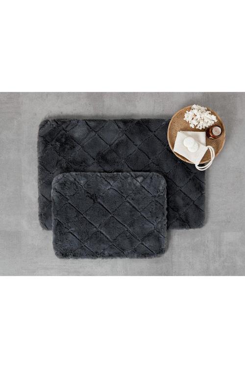 Soft Touch Rabbit Peluş Banyo Paspası Seti 60X90 Cm+45X60 Cm Antrasit