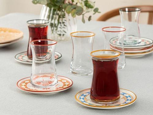 Etnik Porselen 12 Parça Çay Seti 160 Ml Renkli